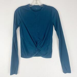 Athleta‎ Shirt Womens XXS Essence Twist Long Sleeve Athleisure Teal Thumbholes